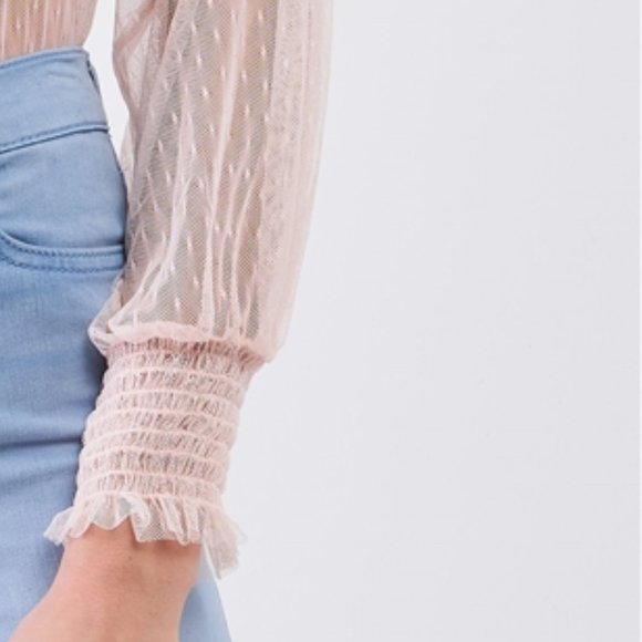 💗 Fabulous Sheer Pink Boho Ruffled Bodysuit NWT - Picture 3 of 9